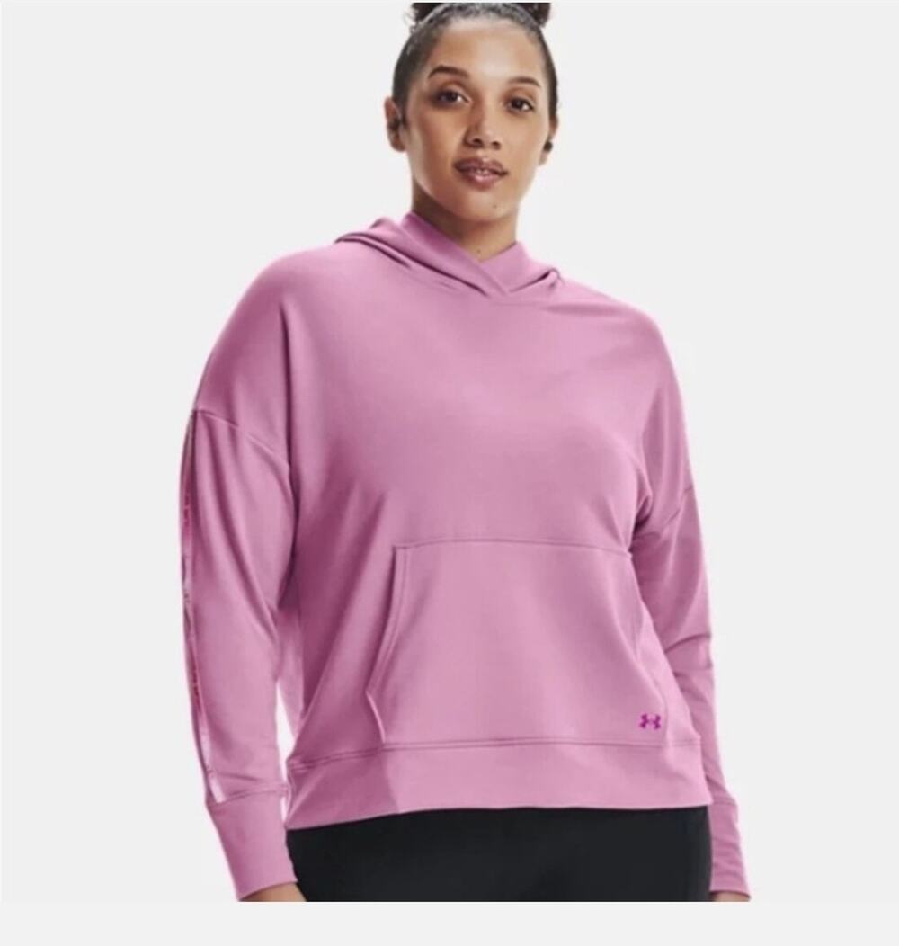Under Armour Women's Pink Long sleeve Lightweight Logo Arm Hoodie Size XXL